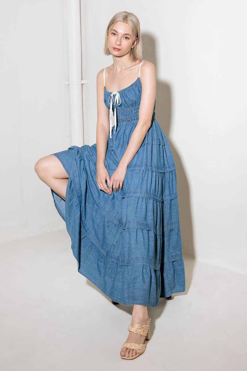 ETERNAL DESIRE DENIM MIDI DRESS - 90% Cotton