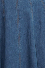 CREAM FIELD DENIM MIDI DRESS - 90% Cotton