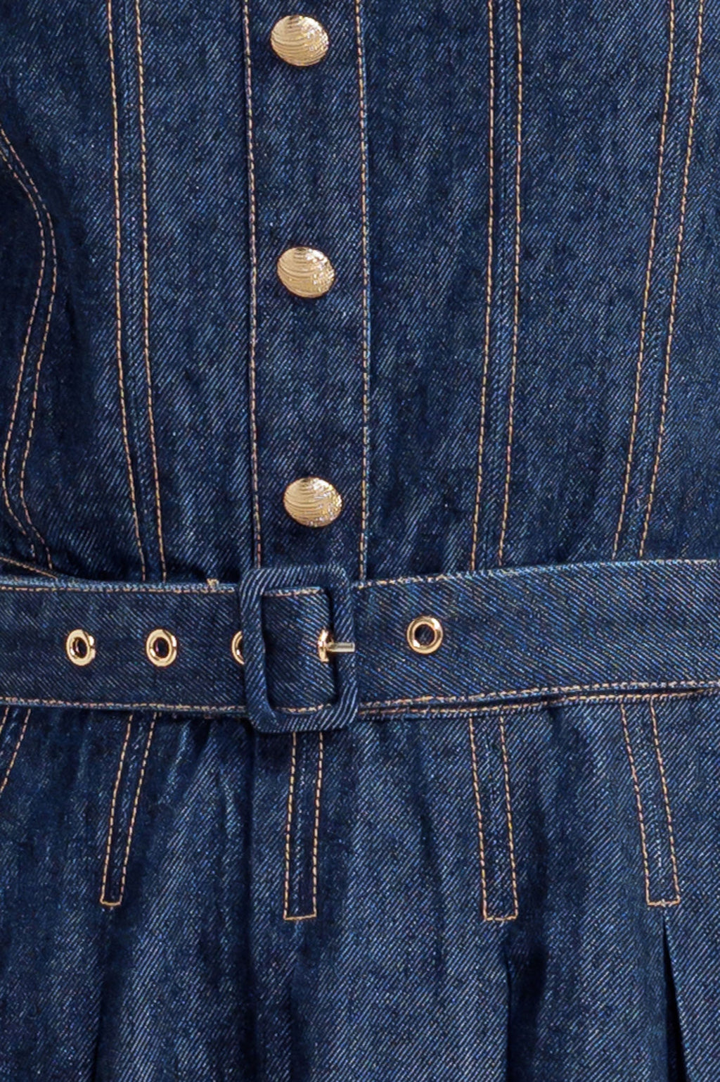 MOONLIGHT SERENADE DENIM MIDI DRESS - 92% Cotton