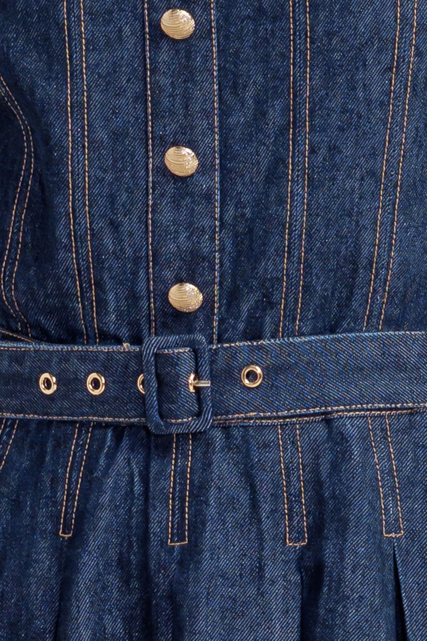 MOONLIGHT SERENADE DENIM MIDI DRESS - 92% Cotton