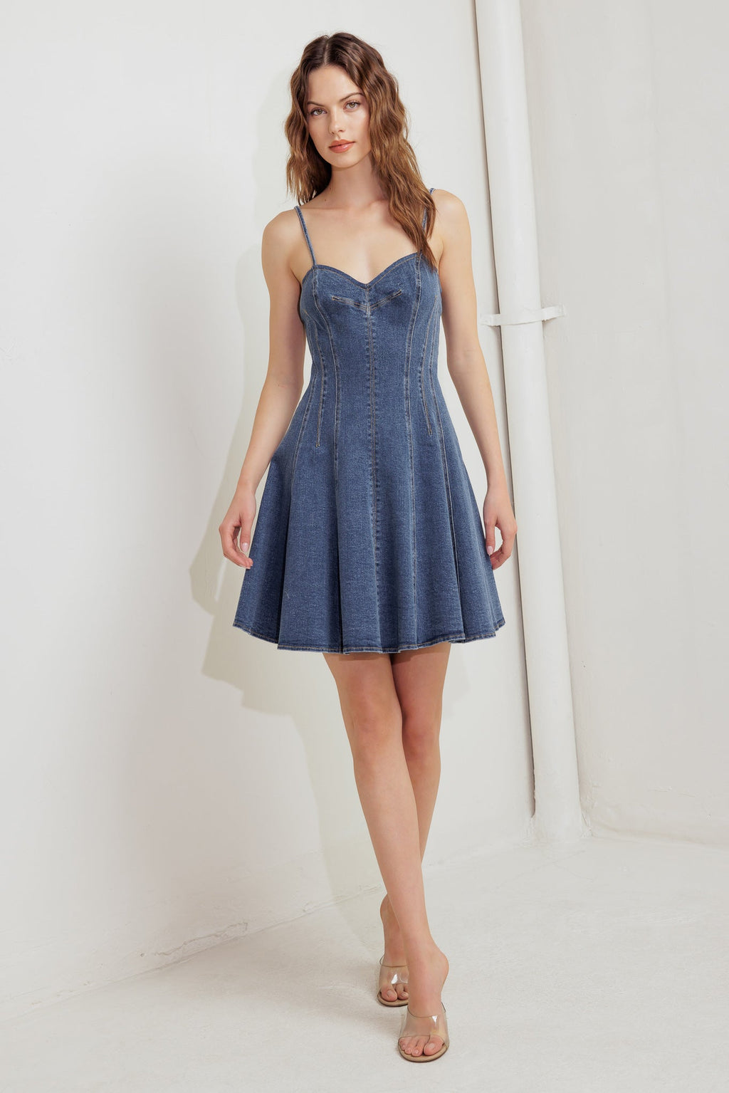 WEEKEND COMMAND DENIM MINI DRESS - 99% Cotton