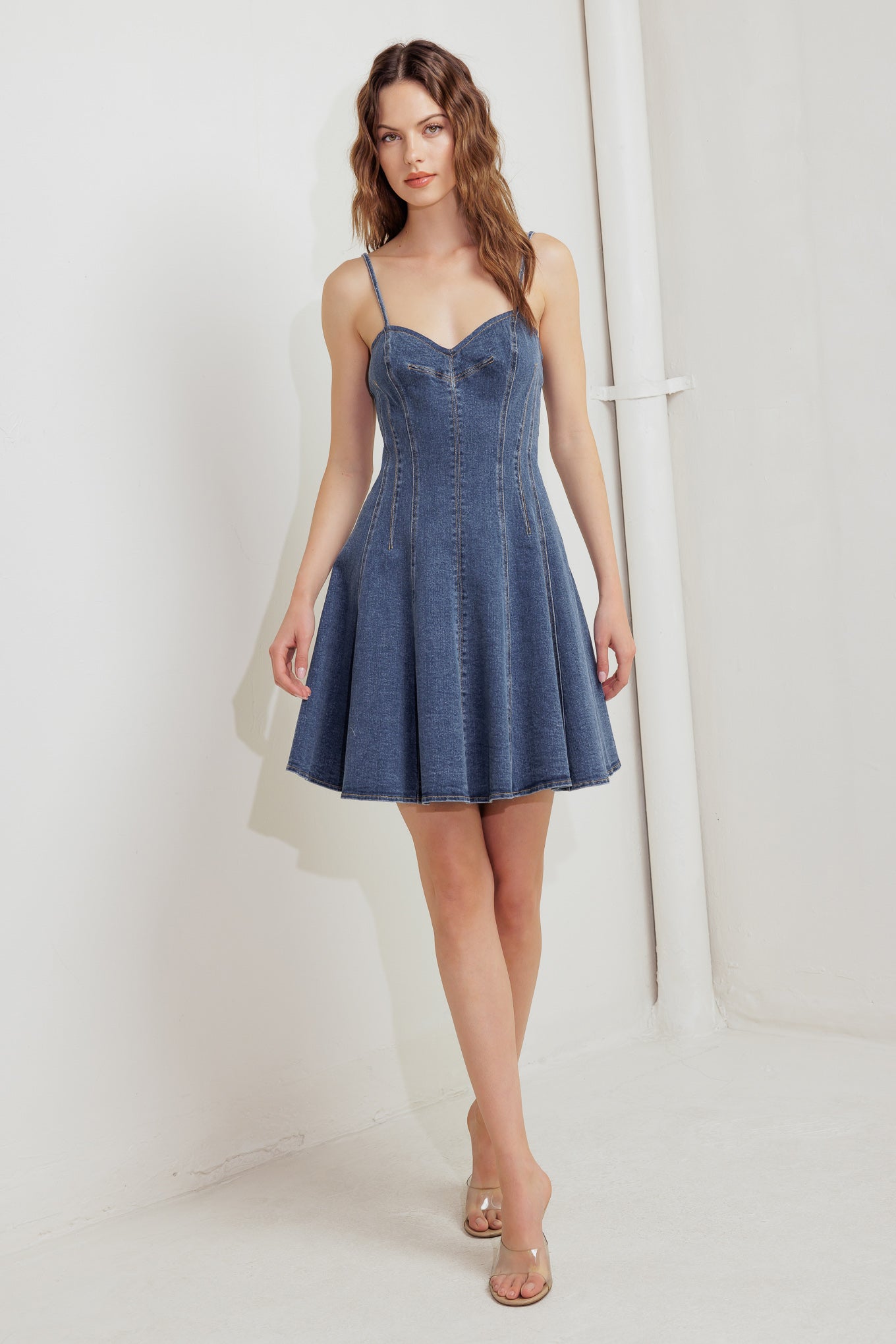 WEEKEND COMMAND DENIM MINI DRESS - 99% Cotton