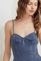 WEEKEND COMMAND DENIM MINI DRESS - 99% Cotton