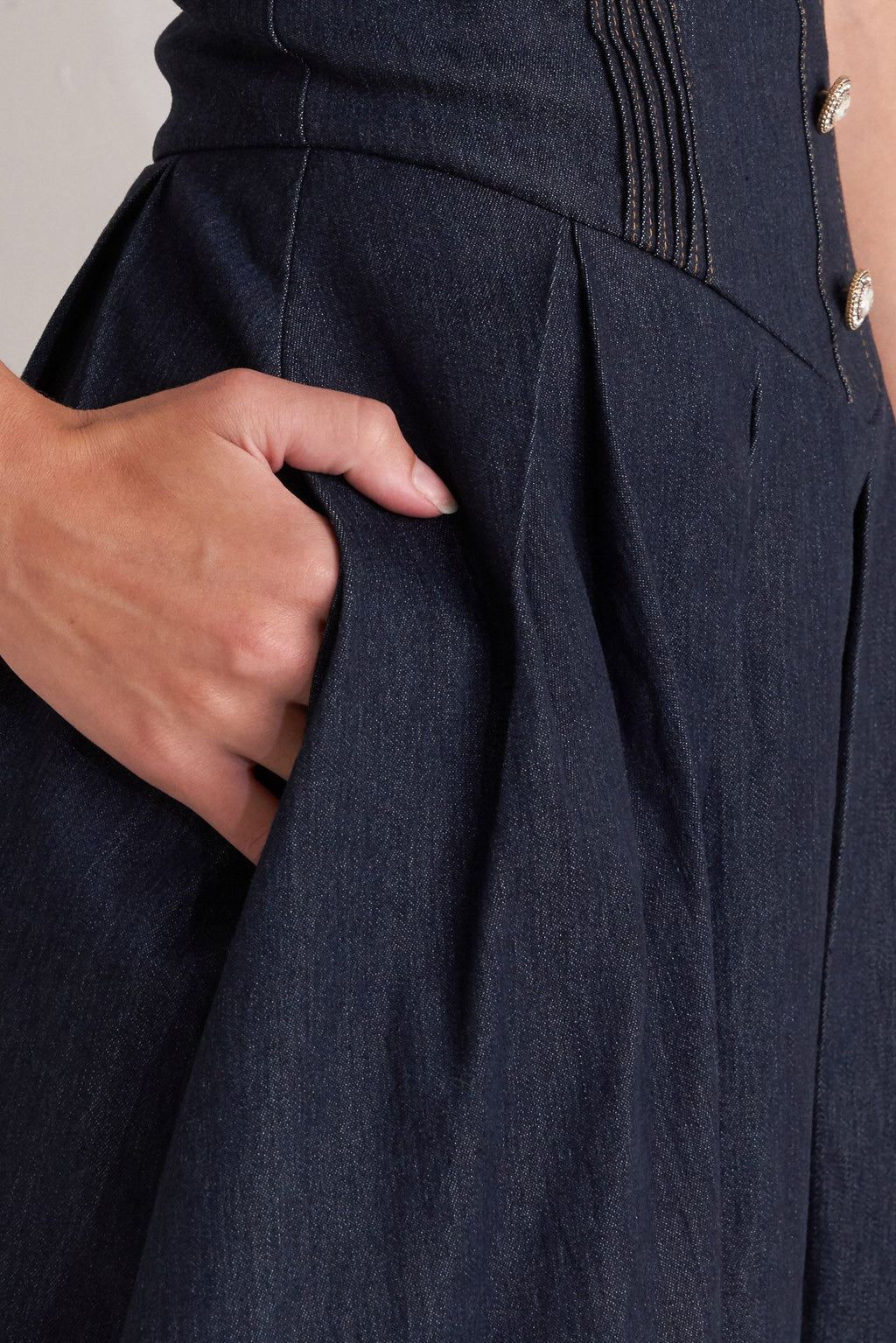 URBAN CORSET DENIM MIDI DRESS - 90% Cotton