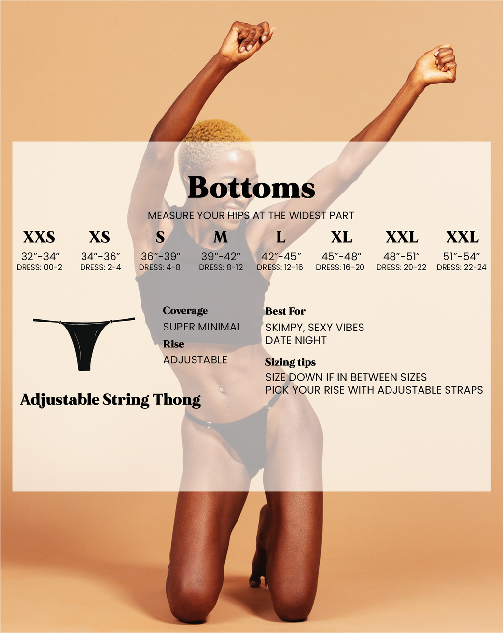 Adjustable String Thong - Cocoa