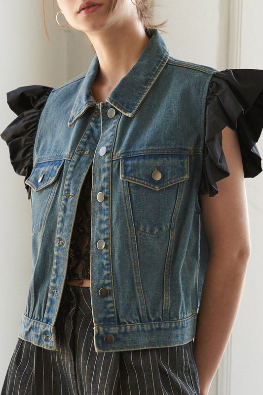 AUTHENTIC MOMENTS DENIM VEST - 92% Cotton