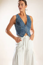 PICTURE PERFECT DENIM VEST - 98% Cotton