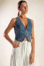 PICTURE PERFECT DENIM VEST - 98% Cotton