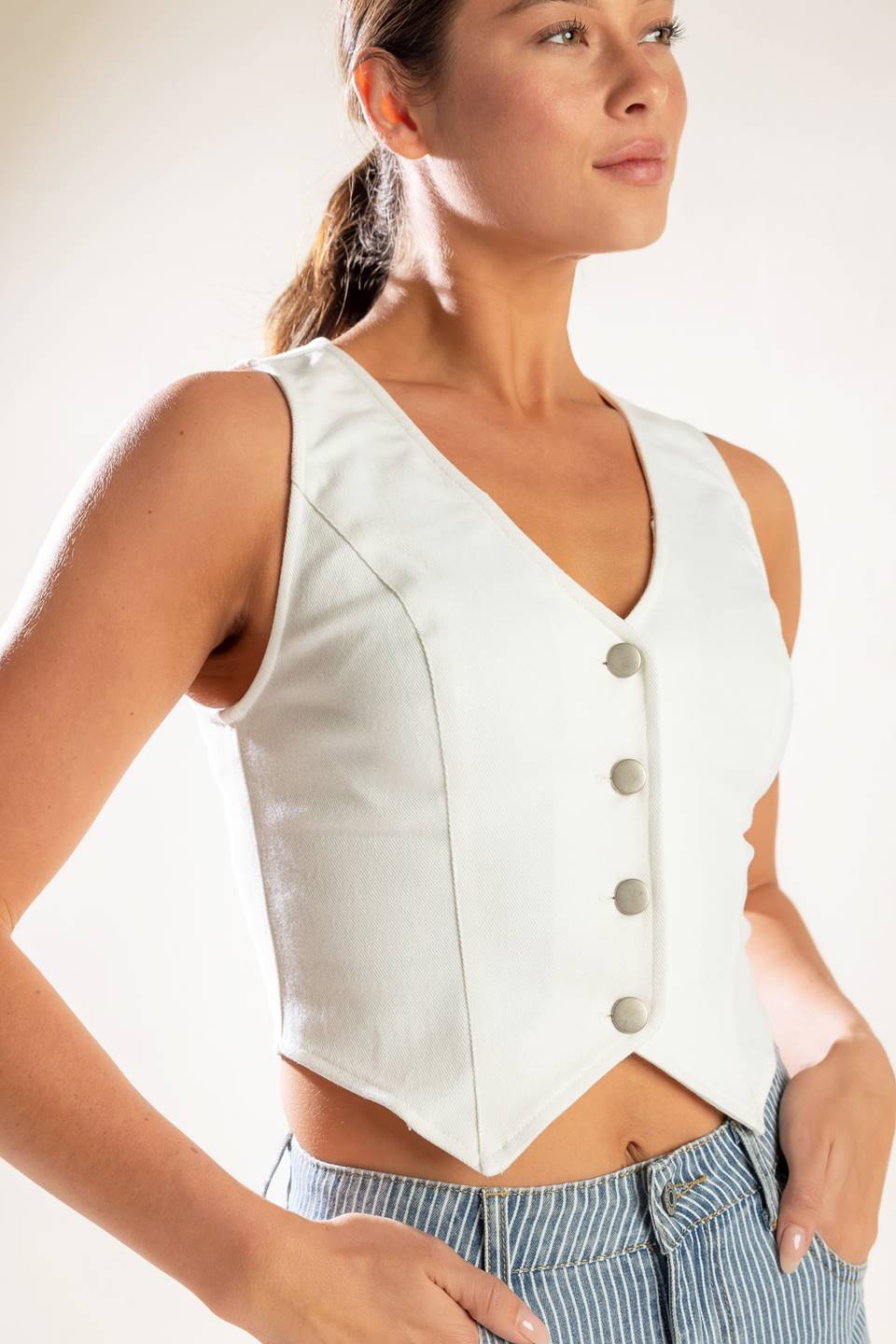 THE LILY'S SECRET DENIM VEST - 97% Cotton