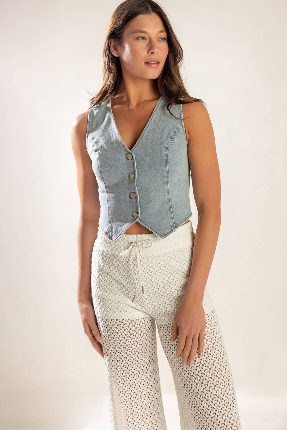 KICK IT WITH ME DENIM VEST - 99% Cotton