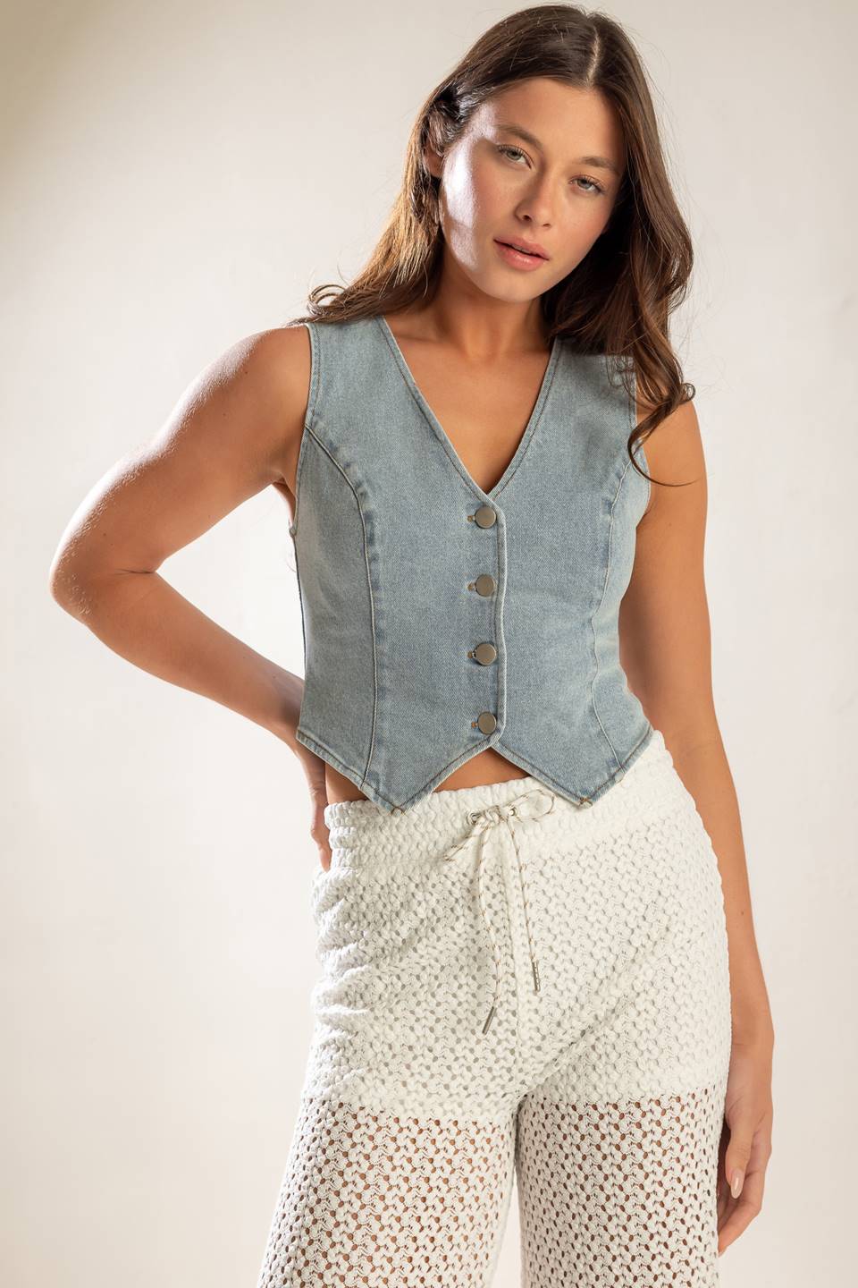 KICK IT WITH ME DENIM VEST - 99% Cotton