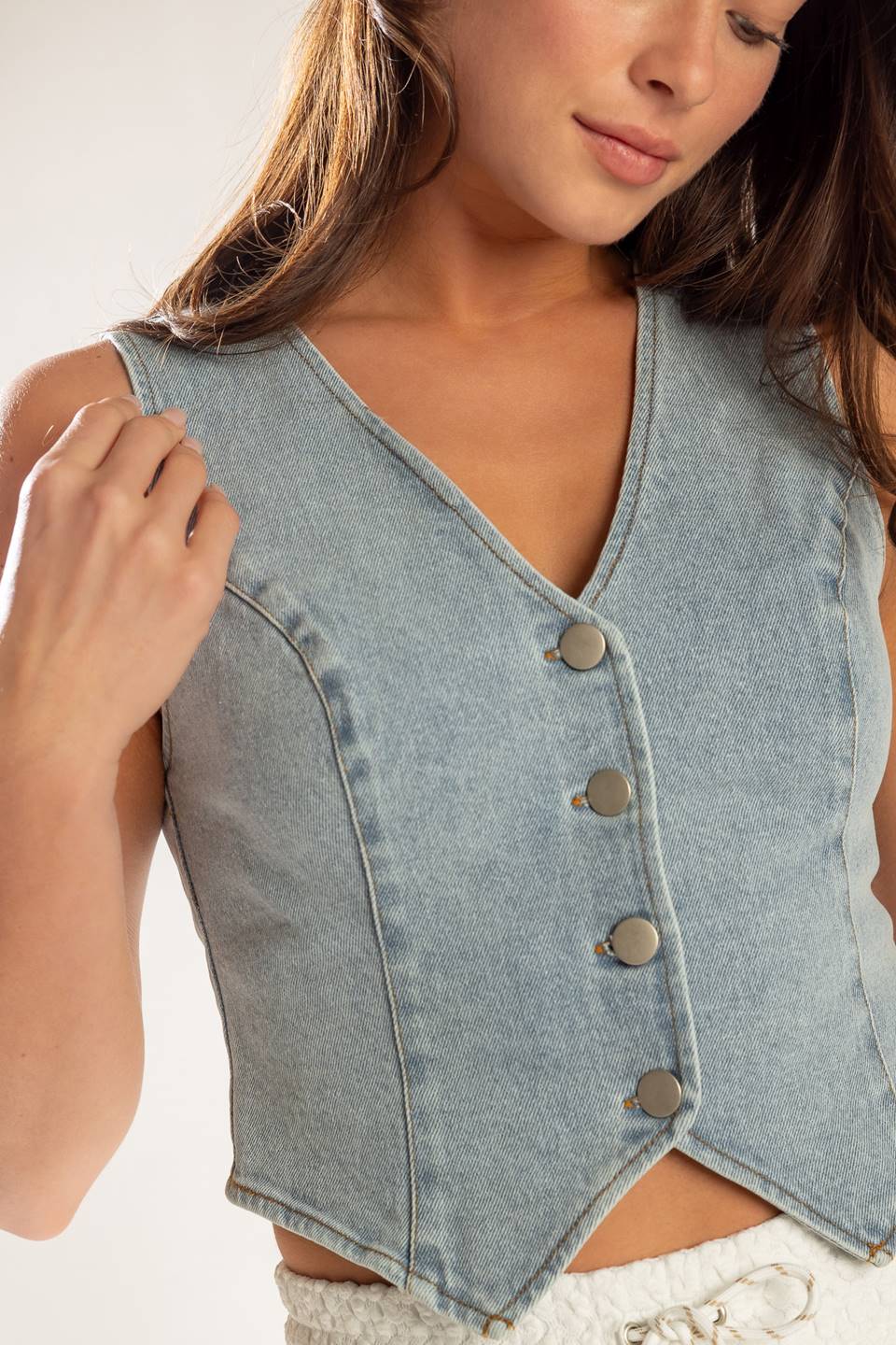 KICK IT WITH ME DENIM VEST - 99% Cotton