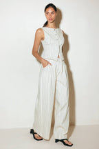 COFFEE RUN STRIPED WOVEN VEST - 97% Cotton