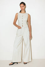 COFFEE RUN STRIPED WOVEN VEST - 97% Cotton