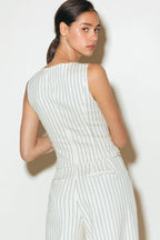 COFFEE RUN STRIPED WOVEN VEST - 97% Cotton