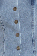 STITCHED SILHOUETTE DENIM TOP - 99% Cotton