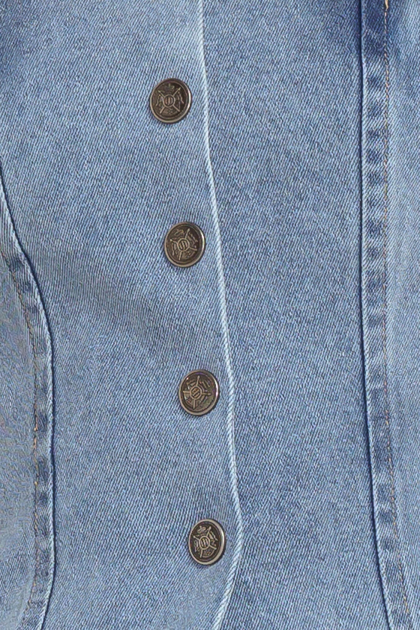 STITCHED SILHOUETTE DENIM TOP - 99% Cotton