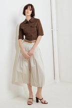 EFFORTLESS EDGE BROWN TWILL JACKET - 97% Cotton