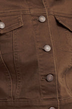 EFFORTLESS EDGE BROWN TWILL JACKET - 97% Cotton