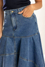 UNDER THE HISBISCUS DENIM SKIRT - 90% Cotton