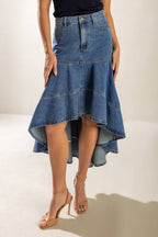 UNDER THE HISBISCUS DENIM SKIRT - 90% Cotton