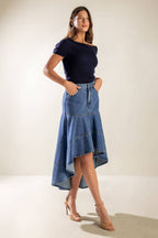 UNDER THE HISBISCUS DENIM SKIRT - 90% Cotton