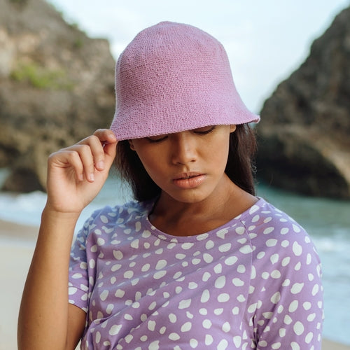 FLORETTE Crochet Bucket Hat In Lilac Purple - The Peony Haus
