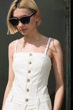 ROYAL AFFAIR WOVEN JUMPSUIT - 97% Cotton