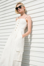 ROYAL AFFAIR WOVEN JUMPSUIT - 97% Cotton