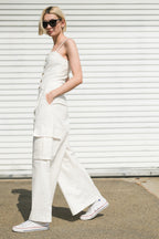 ROYAL AFFAIR WOVEN JUMPSUIT - 97% Cotton