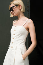 ROYAL AFFAIR WOVEN JUMPSUIT - 97% Cotton