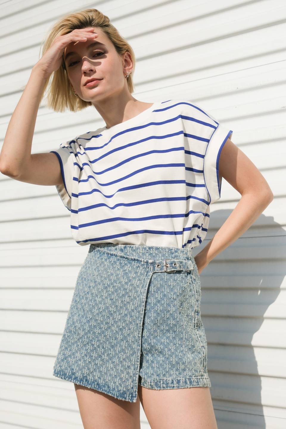 NO ONE PRETTIER DENIM SKORT -  90% Cotton