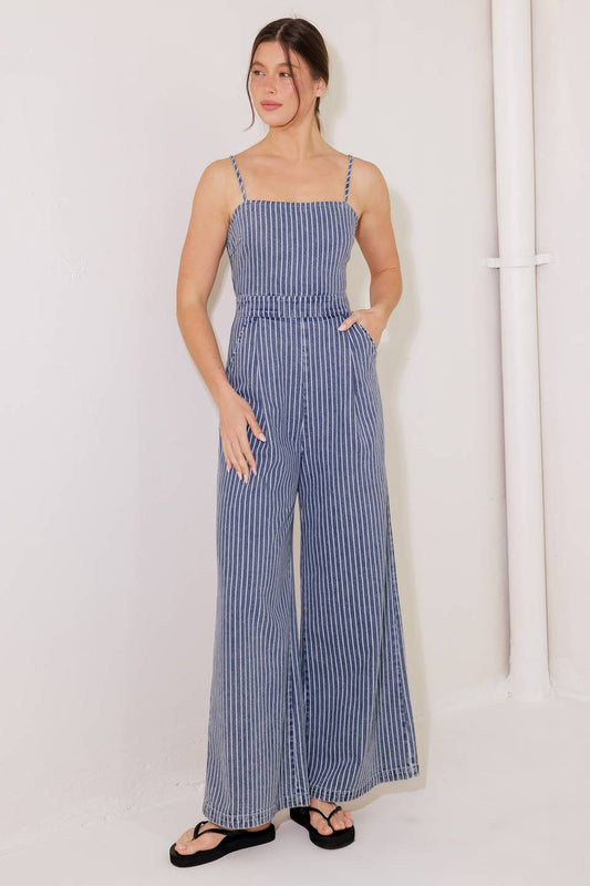 BEGIN AGAIN BLUE DENIM JUMPSUIT