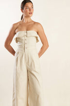 WEEKEND GETAWAY WOVEN JUMPSUIT - 97% Cotton