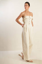 WEEKEND GETAWAY WOVEN JUMPSUIT - 97% Cotton