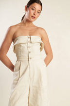 WEEKEND GETAWAY WOVEN JUMPSUIT - 97% Cotton