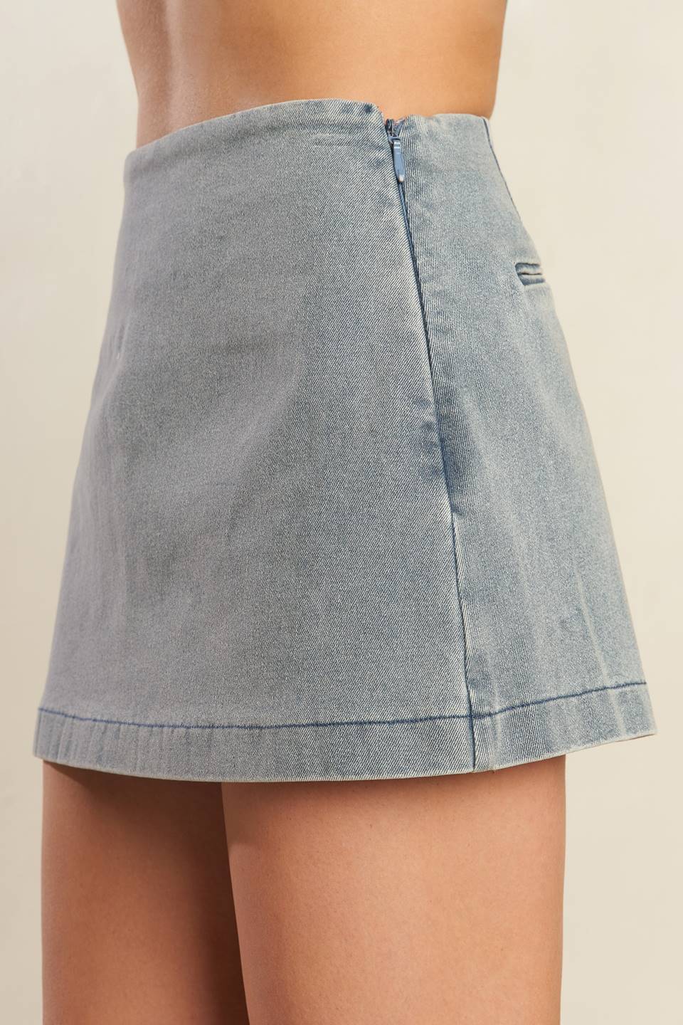 DAISY DATE DENIM SKORT - 99% Cotton