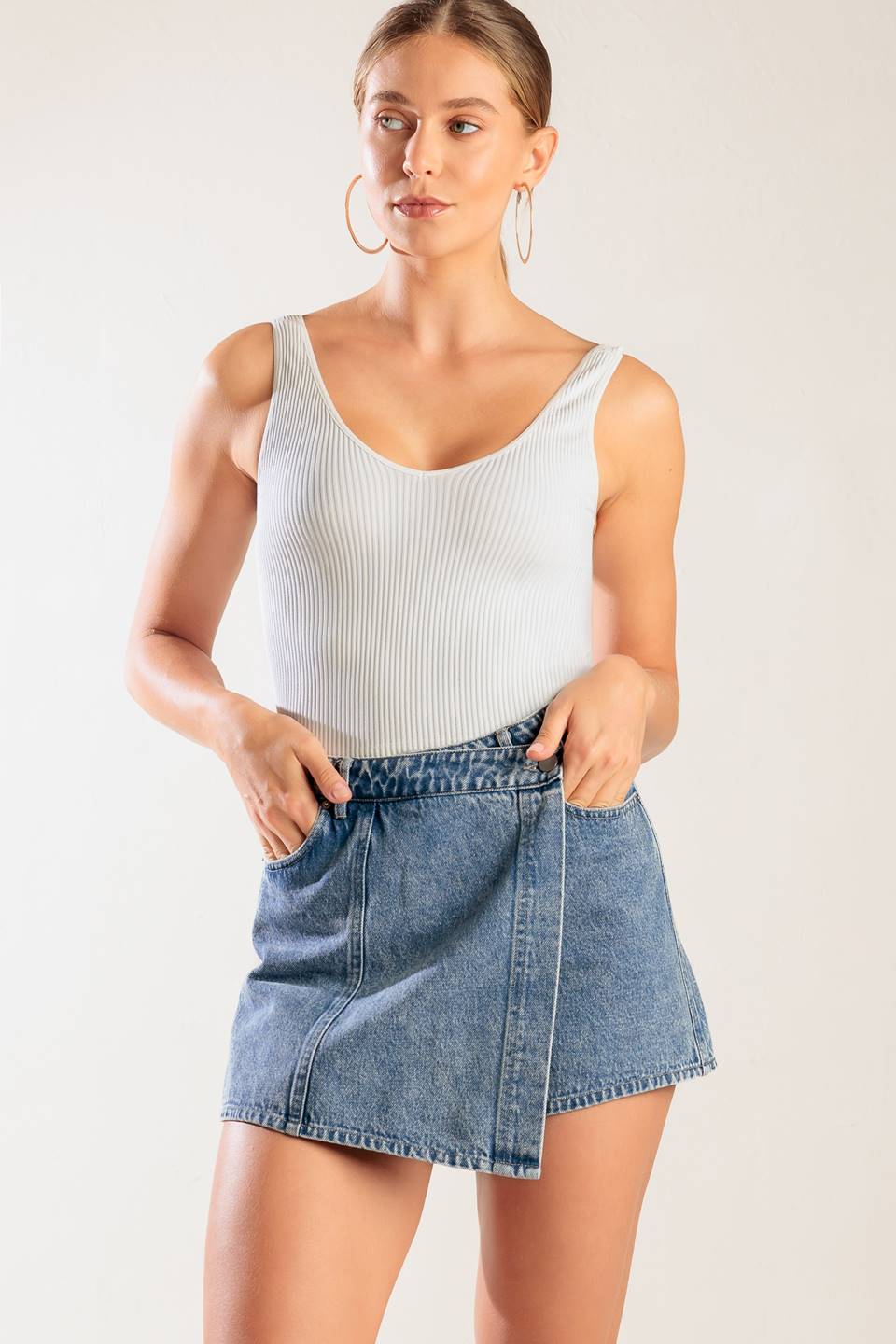 BY CHANCE DENIM SKORT - 90%cotton