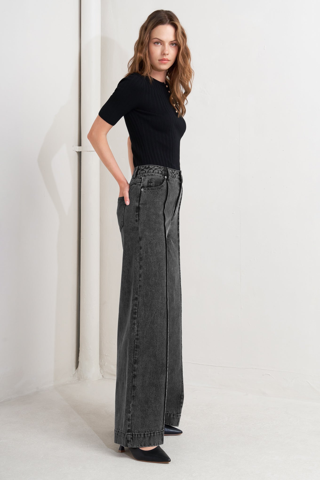 GRAPHITE MUSE DENIM PANTS - 90% Cotton