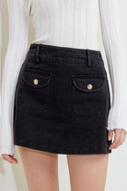 TAILORED FLOW BLACK WOVEN SKORT - 91% Cotton
