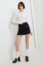 TAILORED FLOW BLACK WOVEN SKORT - 91% Cotton