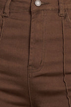 EFFORTLESS EDGE BROWN TWILL PANTS - 97% Cotton