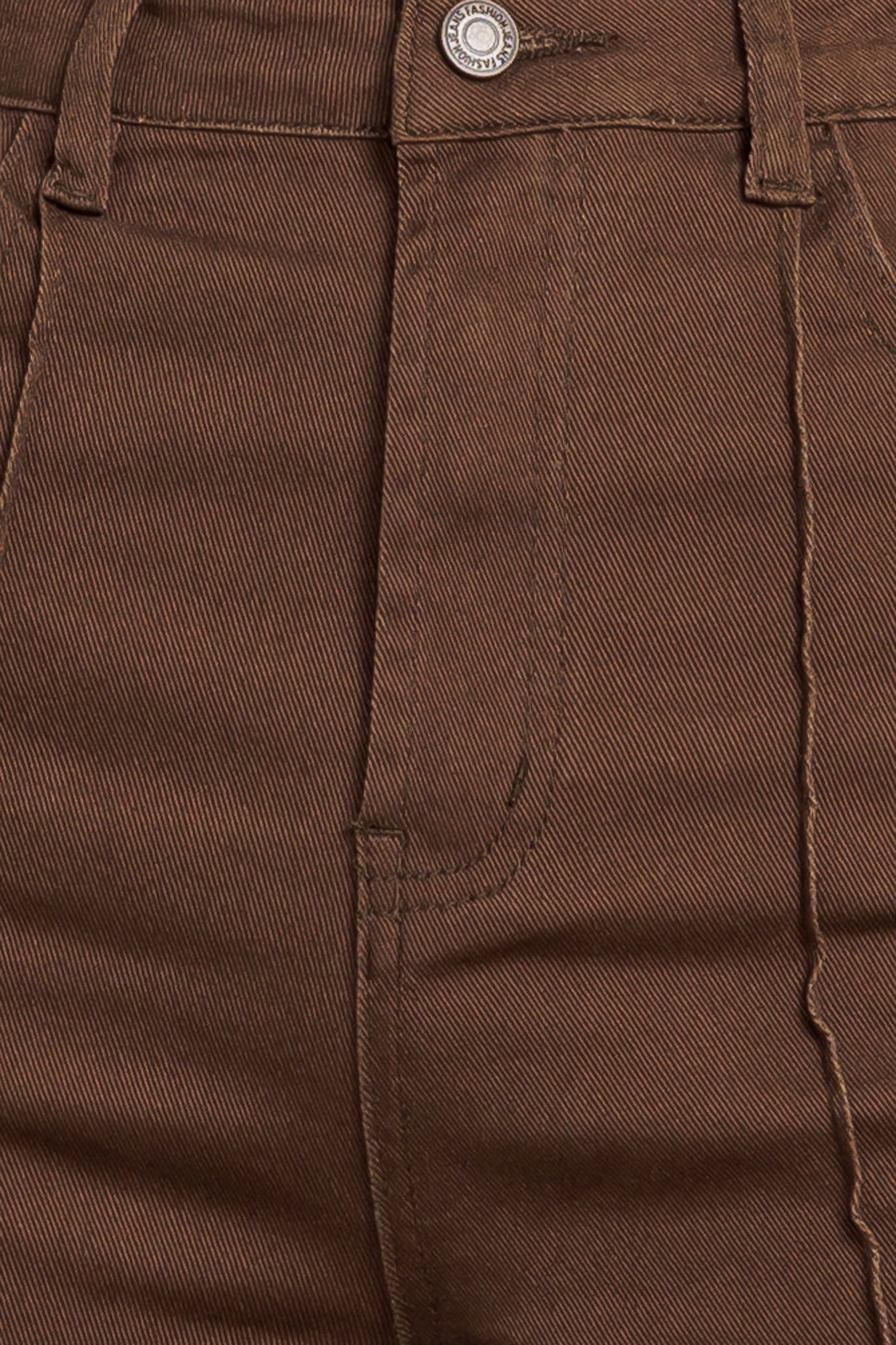 EFFORTLESS EDGE BROWN TWILL PANTS - 97% Cotton