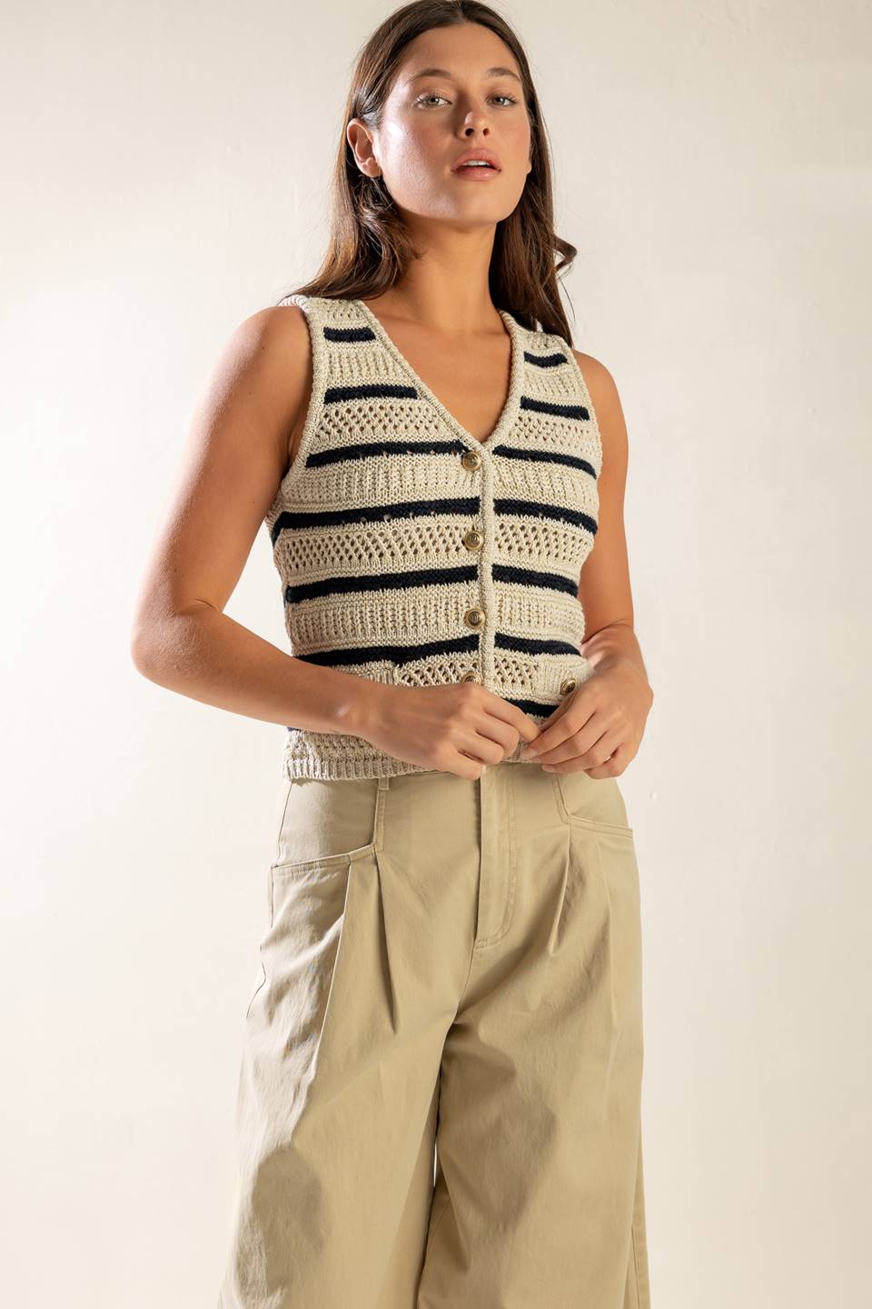 INTO THE NATURAL SWEATER KNIT VEST - 97% Cotton