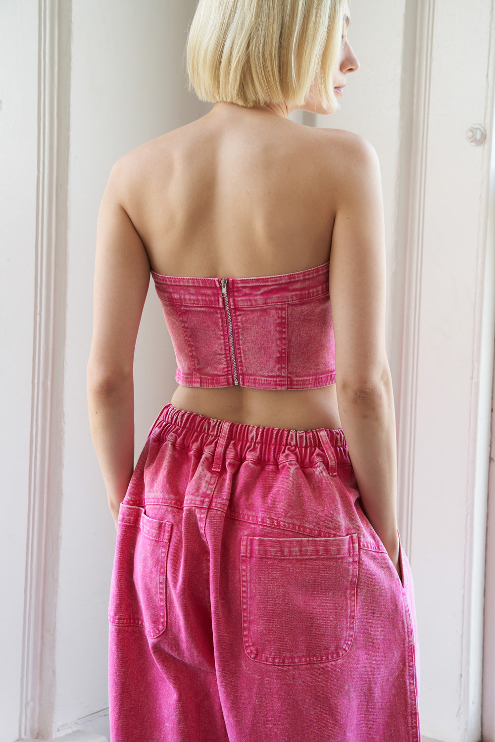 SOCIAL HOUR DENIM TUBE TOP - 98% Cotton