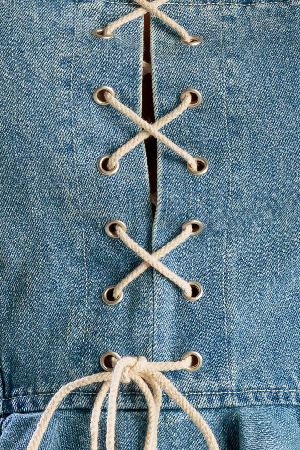 GRAND ENTRANCE INDIGO DENIM TOP - 90% Cotton