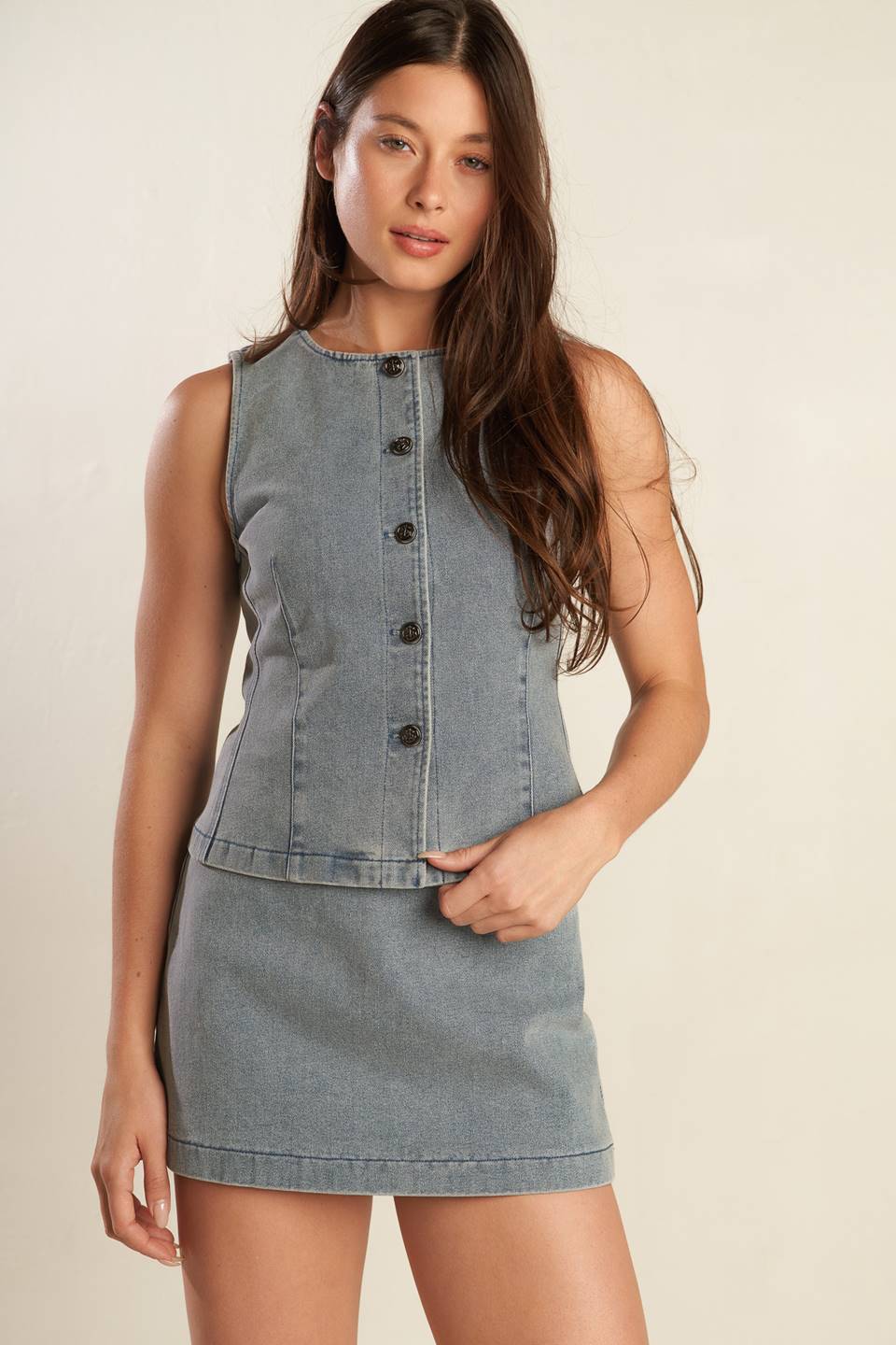 DAISY DATE DENIM VEST - 99% Cotton