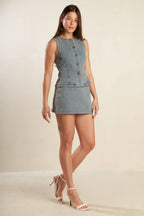 DAISY DATE DENIM VEST - 99% Cotton