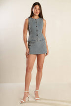 DAISY DATE DENIM VEST - 99% Cotton