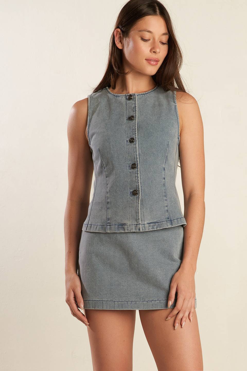 DAISY DATE DENIM VEST - 99% Cotton